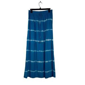 BY & BY VTG WOMEN'S L‎  BLUE/GREEN/WHITE MAXI SKIRT PULL ON TIE DYE POOL BEACHY
